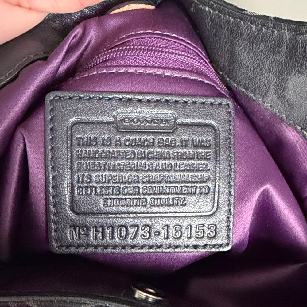Coach Black Signature Shoulder Bag with Silver Charm - Picture 5 of 5